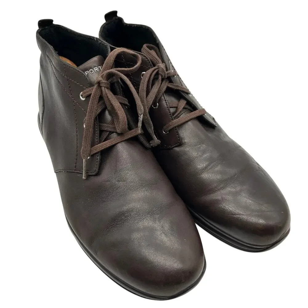 Rockport Men's Brown Leather Chukka Ankle Boots Lace-Up Casual Size 11 Academia